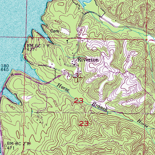 Topographic Map of South Riverton School (historical), AL