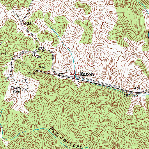 Topographic Map of Eaton, WV