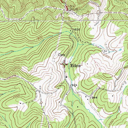 Topographic Map of Eden, WV