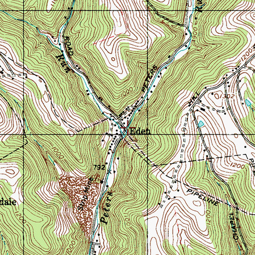 Topographic Map of Eden, WV