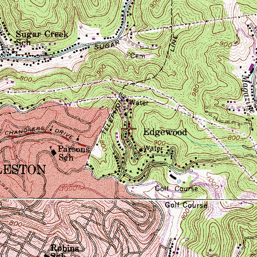 Topographic Map of Edgewood, WV