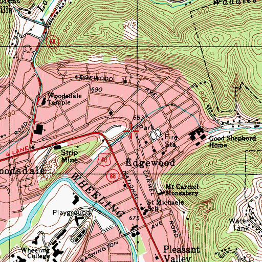Topographic Map of Edgewood, WV