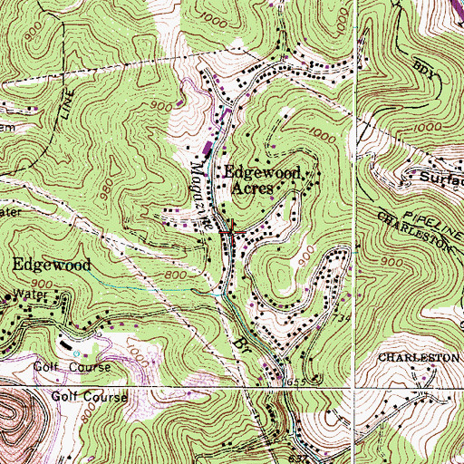 Topographic Map of Edgewood Acres, WV