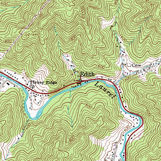 Topographic Map of Edith, WV