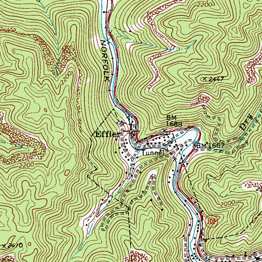 Topographic Map of Effler, WV