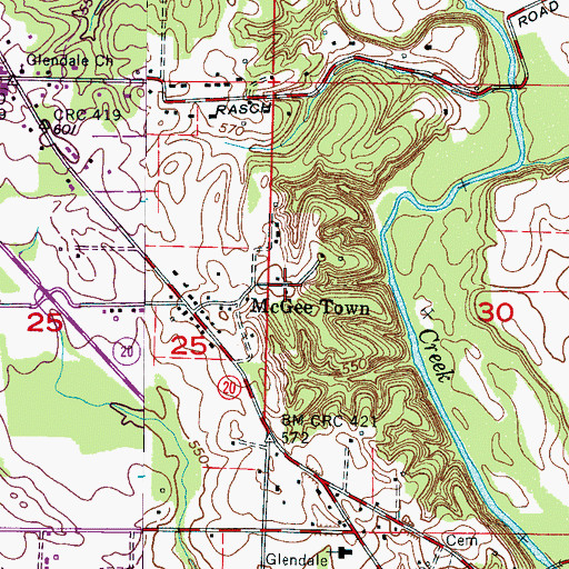 Topographic Map of Anderson Rosenwald School (historical), AL