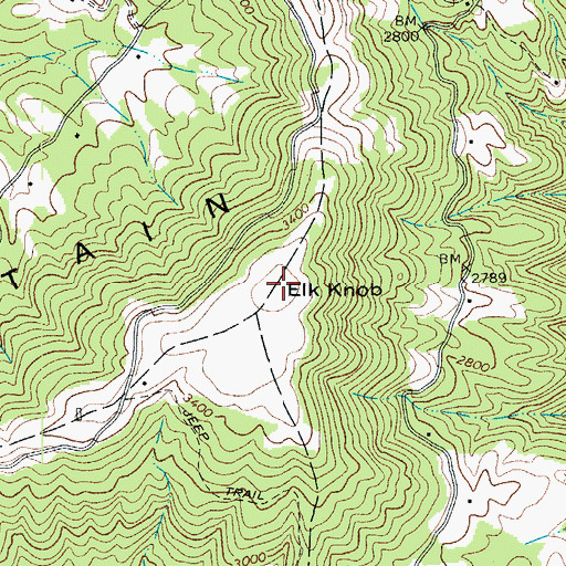 Topographic Map of Elk Knob, WV