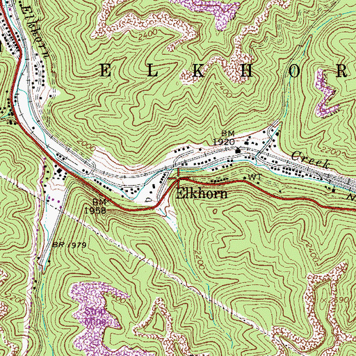 Topographic Map of Elkhorn, WV