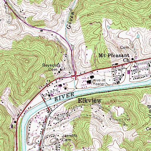 Topographic Map of Elkview, WV