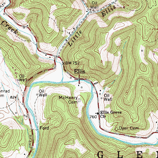Topographic Map of Ellis, WV