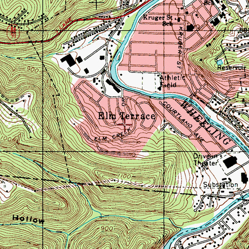 Topographic Map of Elm Terrace, WV