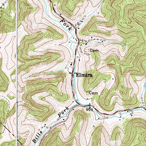 Topographic Map of Elmira, WV