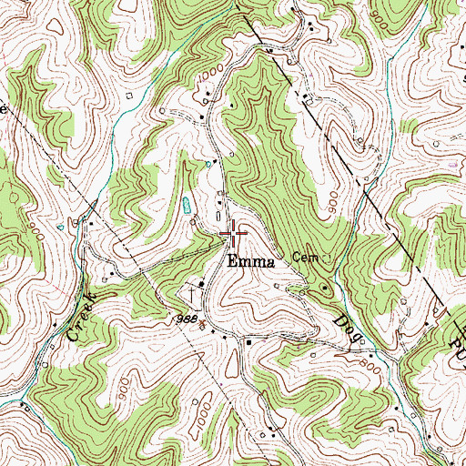 Topographic Map of Emma, WV