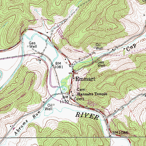 Topographic Map of Emmart, WV