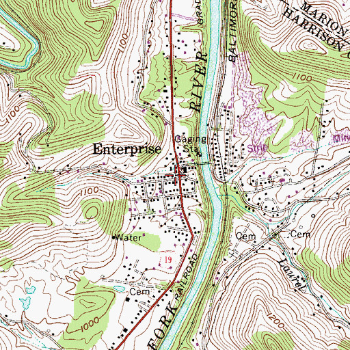 Topographic Map of Enterprise, WV