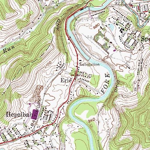 Topographic Map of Erie, WV