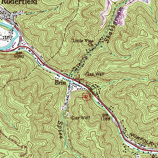 Topographic Map of Erin, WV