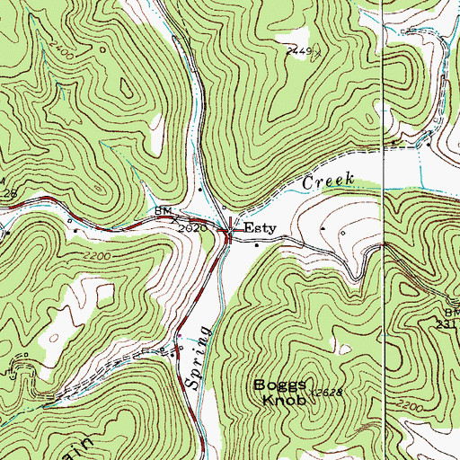 Topographic Map of Esty, WV