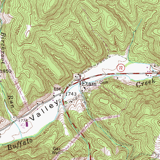 Topographic Map of Etam, WV