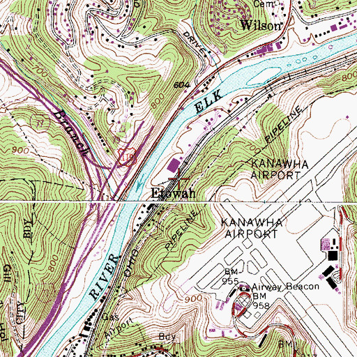 Topographic Map of Etowah, WV