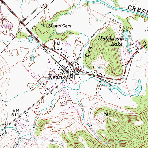 Topographic Map of Evans, WV