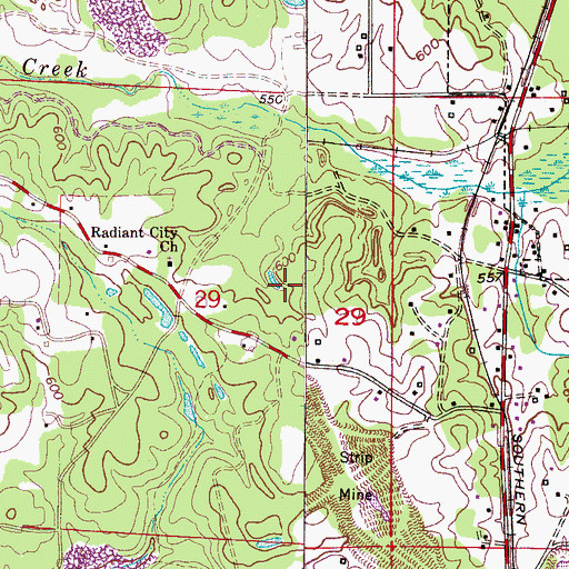 Topographic Map of Monroe Mine, AL