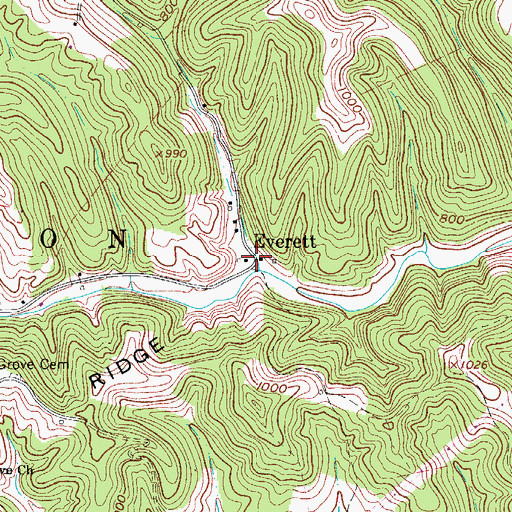 Topographic Map of Everett, WV