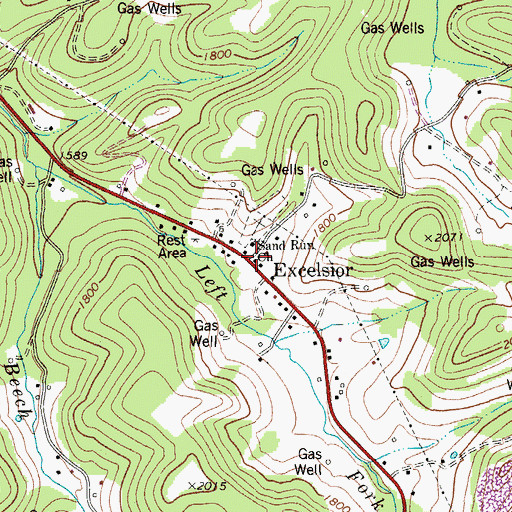 Topographic Map of Excelsior, WV