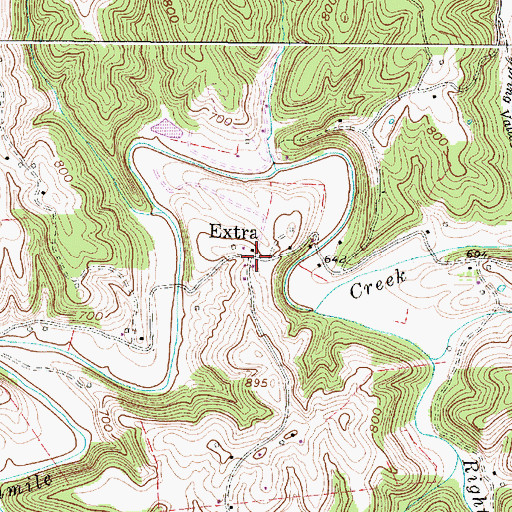 Topographic Map of Extra, WV