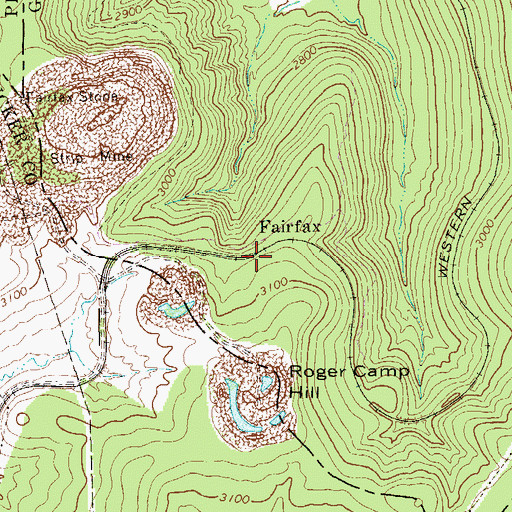 Topographic Map of Fairfax, WV