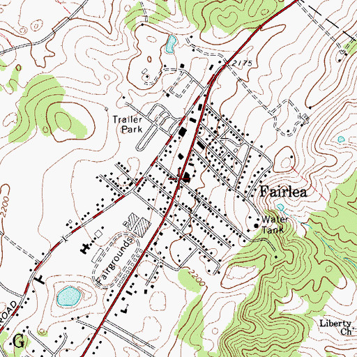 Topographic Map of Fairlea, WV