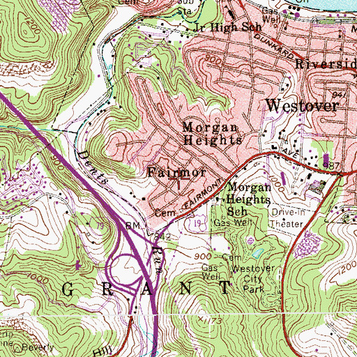 Topographic Map of Fairmor, WV