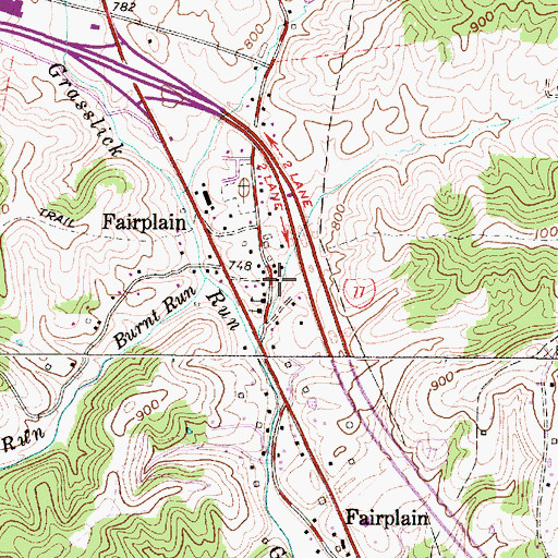 Topographic Map of Fairplain, WV