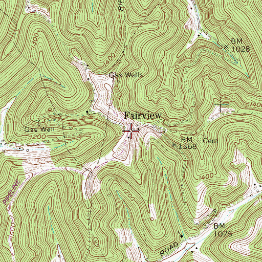 Topographic Map of Fairview, WV