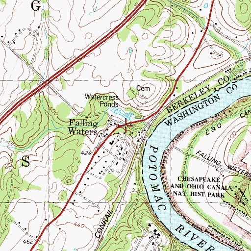 Topographic Map of Falling Waters, WV