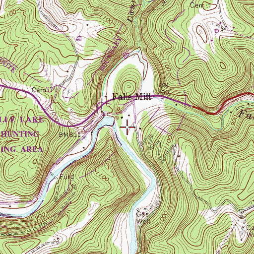 Topographic Map of Falls Mill, WV