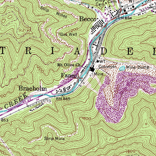 Topographic Map of Fanco, WV