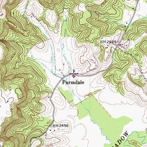 Topographic Map of Farmdale, WV
