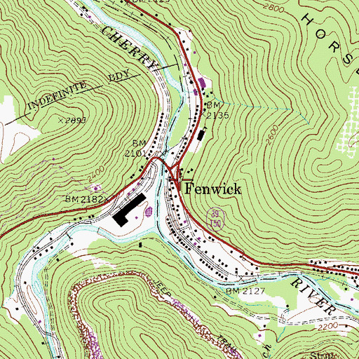 Topographic Map of Fenwick, WV
