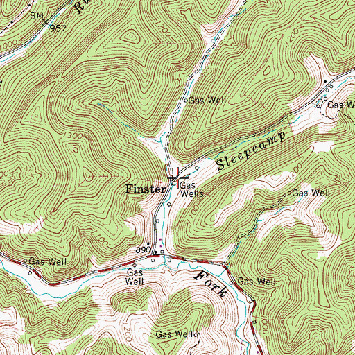 Topographic Map of Finster, WV
