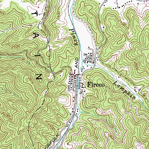 Topographic Map of Fireco, WV