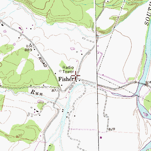 Topographic Map of Fisher, WV