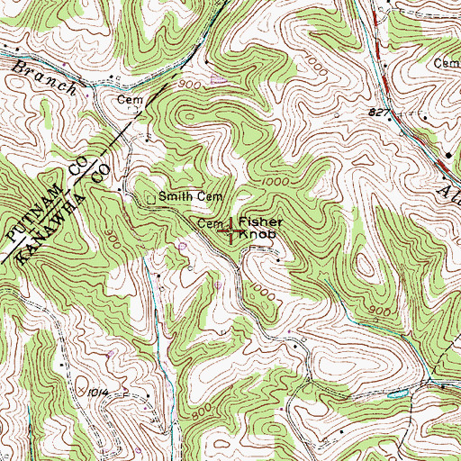 Topographic Map of Fisher Knob, WV