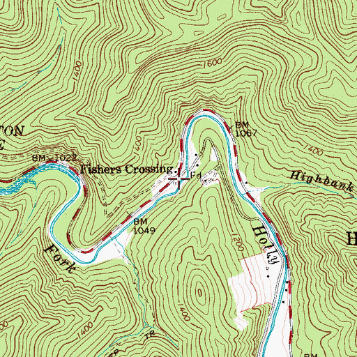 Topographic Map of Fishers Crossing, WV