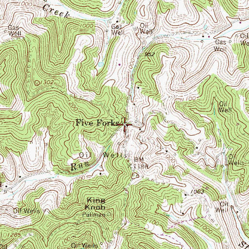 Topographic Map of Five Forks, WV