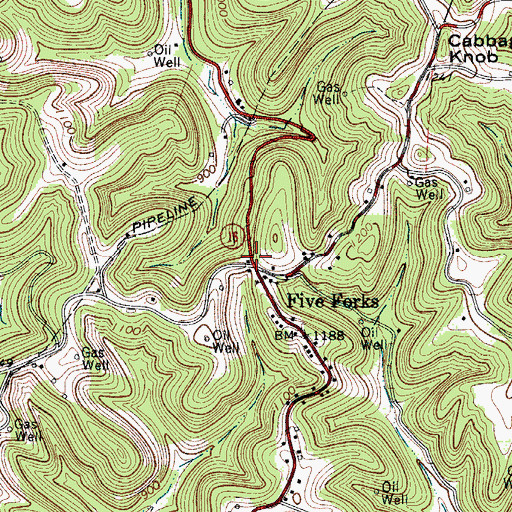 Topographic Map of Five Forks, WV