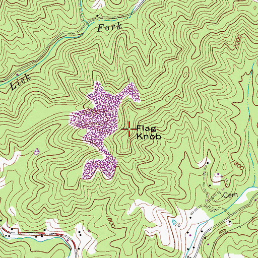 Topographic Map of Flag Knob, WV