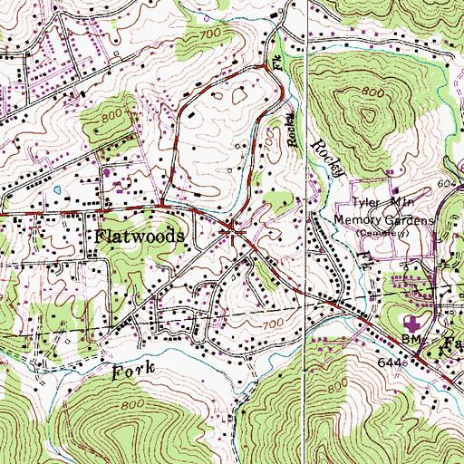 Topographic Map of Tyler Heights, WV