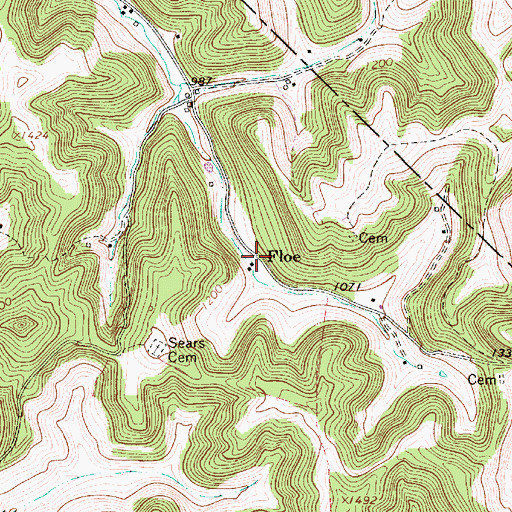Topographic Map of Floe, WV
