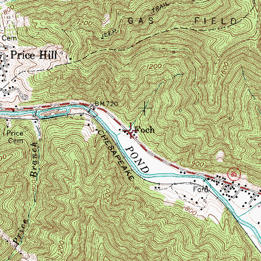 Topographic Map of Foch, WV
